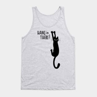 Hang in There! Funny Black Cat Hanging On with Claws Tank Top